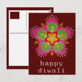 fijn diwali gekleurd glas rangoli briefkaart (Voorkant / Achterkant)