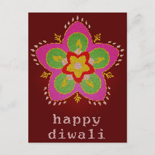 fijn diwali gekleurd glas rangoli briefkaart (Voorkant)
