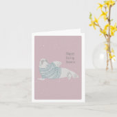 Fijn eetseizoen! Schattigee Walrus vakantie/kerst Kaart (Gele Bloem)