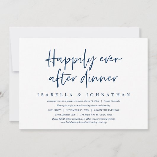 Fijn Einde Diners, Trouw Elopement Uitnodiging (Voorkant)