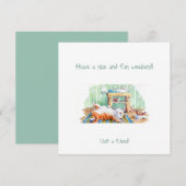 Fijn en gezellig weekend! Een kat en een muis. Feestdagenkaart (Voorkant / Achterkant)