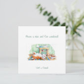 Fijn en gezellig weekend! Een kat en een muis. Feestdagenkaart (Staand voorkant)