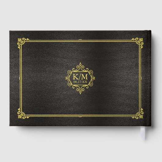 Fijn filigraan Gouden Folie Bruiloft ID871 Gastenboek (Achterkant)