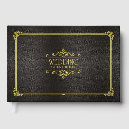 Fijn filigraan Gouden Folie Bruiloft ID871 Gastenboek (Voorkant)