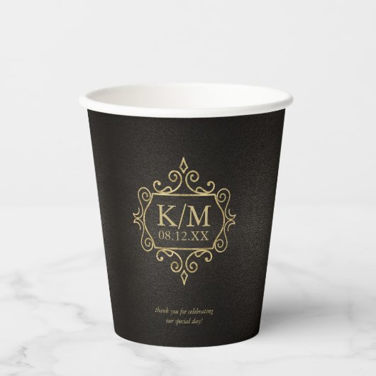 Fijn Filigree Gold Wedding Dank je wel ID871 Papieren Bekers (Voorkant)