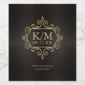 Fijn Filigree Gold Wedding Dank je wel ID871 Wijn Etiket (Enkel label)