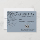 Fijn gebladerte | Dusty Blue | Website bruiloft RSVP Kaartje (Voorkant)