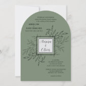 Fijn gebladerte | Sage Green Arch Wedding Uitnodig Kaart (Voorkant)
