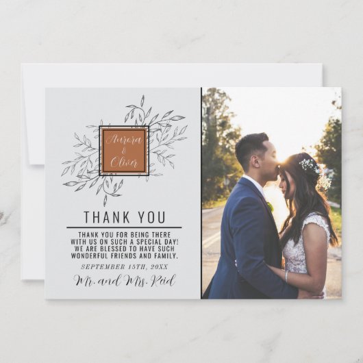 Fijn gebladerte | terracotta | Bruiloft Bedankkaart (Voorkant)