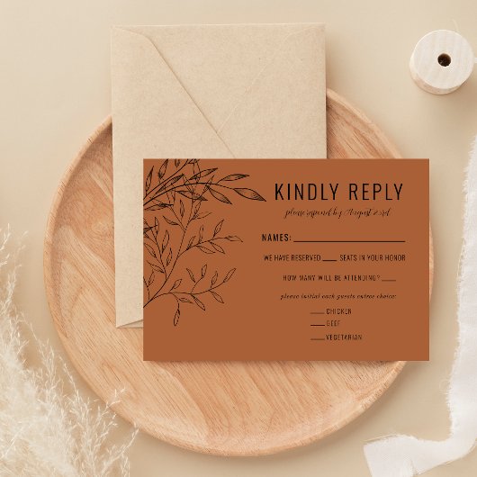 Fijn gebladerte | terracotta | RSVP kaartje