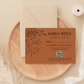 Fijn gebladerte | terracotta | Website bruiloft RSVP Kaartje