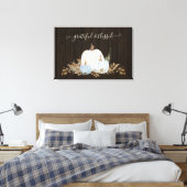 fijn gebluste dusty-blauwe witte pompoenen canvas afdruk (Insitu (Slaapkamer))