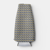 Fijn geel-blauw patroon flesjeskoeler (Voorkant)