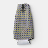 Fijn geel-blauw patroon flesjeskoeler (Achterkant)