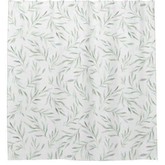 Fijn groen gebladerte grijs groen douchegordijn (Voorkant)