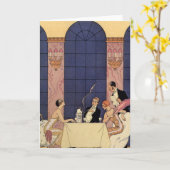 Fijn het Dineren van het art deco Wenskaart Kaart (Gele Bloem)