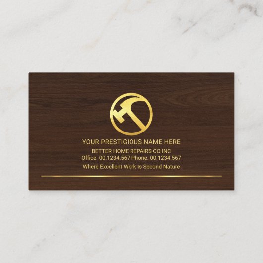 Fijn houtnerf Master Carpentry Visitekaartje (Achterkant)