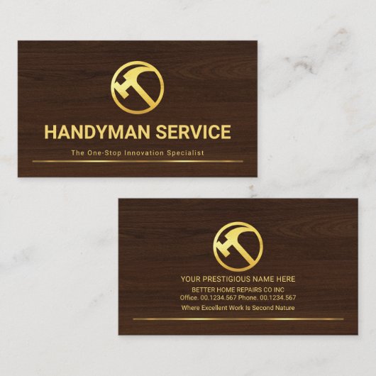 Fijn houtnerf Master Carpentry Visitekaartje (Voorkant / Achterkant)