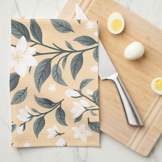 Fijn jasmijnpatroon theedoek (Quarter Fold)