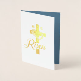 Fijn. Jezus is Risen. Religieuze Pasen Folie Kaarten