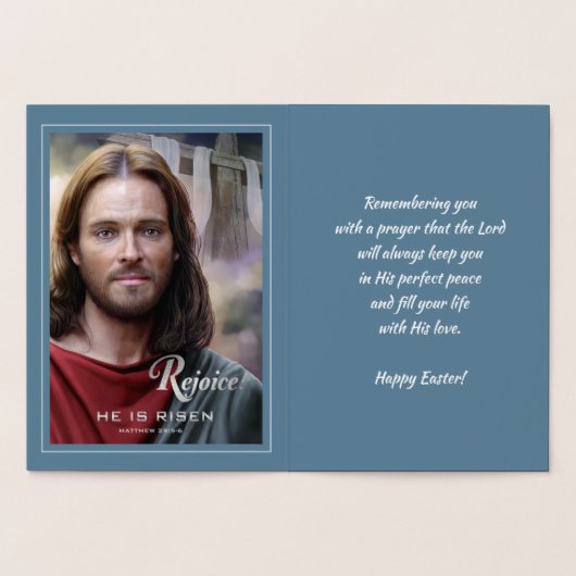 Fijn. Jezus is Risen. Religieuze Pasen Folie Kaarten (Binnen)