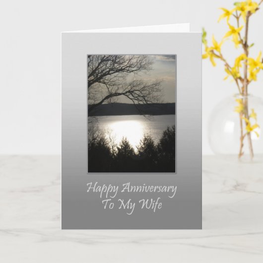 Fijn Jubileum met mijn vrouw - Sunset Lake Kaart (Gele Bloem)