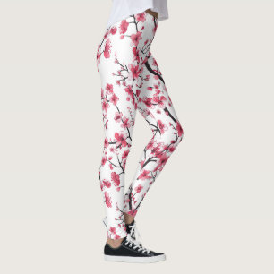 Fijn kersenbloesempatroon leggings