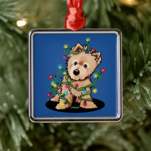 Fijn kerstfeest Norwich Terrier Metalen Ornament (Boom)