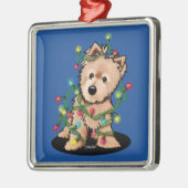 Fijn kerstfeest Norwich Terrier Metalen Ornament (Links)