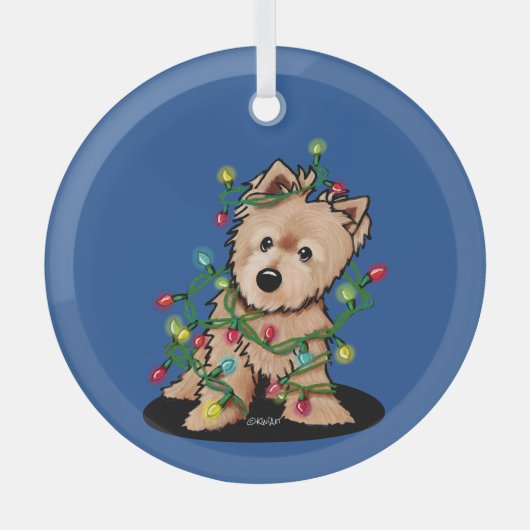 Fijn kerstfeest Norwich Terrier Sweatshirt Glas Ornament (Voorkant)