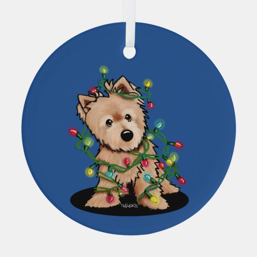 Fijn kerstfeest Norwich Terrier Sweatshirt Glas Ornament (Achterkant)