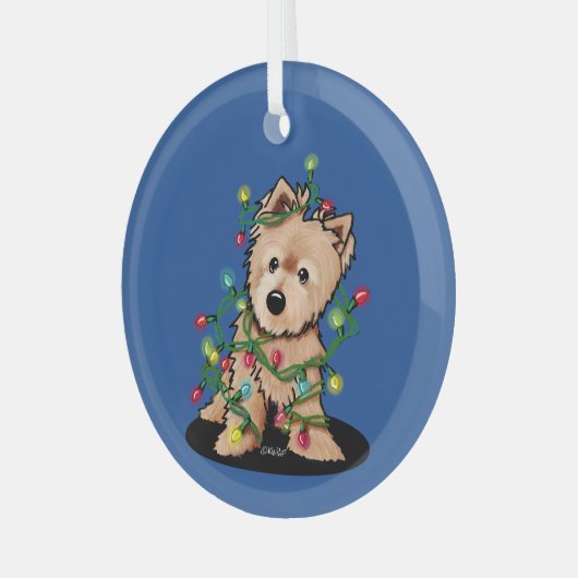 Fijn kerstfeest Norwich Terrier Sweatshirt Glas Ornament (Voorkant links)