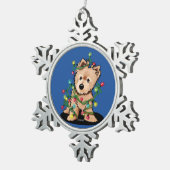 Fijn kerstfeest Norwich Terrier Tin Sneeuwvlok Ornament (Rechts)