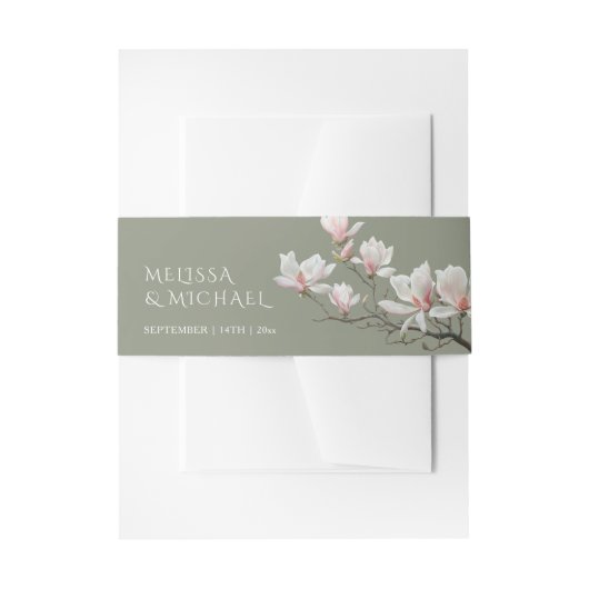Fijn Kunst Magnolia Bruiloft Uitnodigingen Wikkel (Voorkant Voorbeeld)