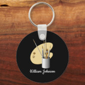 Fijn Kunstpalet en penselen op maat Sleutelhanger (Voorkant)