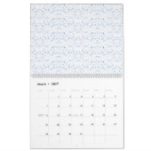Fijn, lichtblauw patterend ontwerp dat zich herhaa kalender (Mar 2027)
