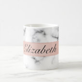 Fijn marmer met roos gouden strip monogram koffiemok (Center)