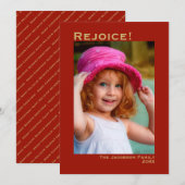 Fijn! Minimale kerstfoto's met rood en goud Feestdagenkaart (Voorkant / Achterkant)