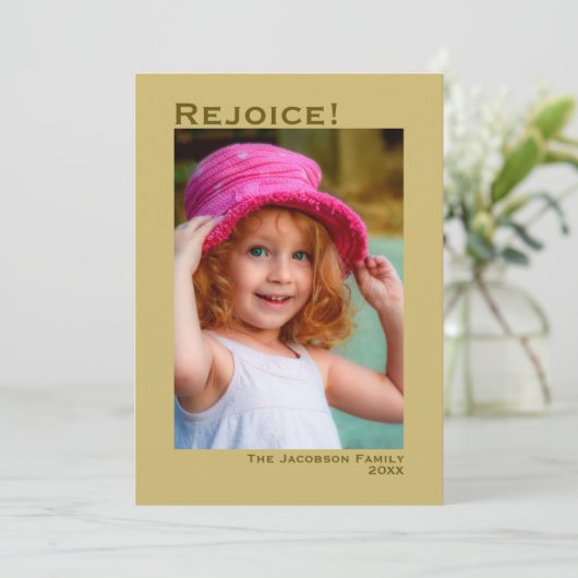 Fijn! Minimaliserende Gold-foto met Kerstmis Feestdagenkaart (Staand voorkant)