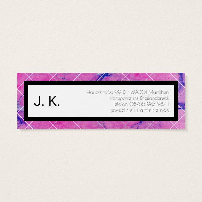 Fijn minimalistisch roze mini visitekaartjes (Achterkant)