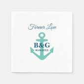 Fijn nautisch anker logo huwelijksfeest servetten (Voorkant)
