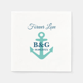 Fijn nautisch anker logo huwelijksfeest servetten