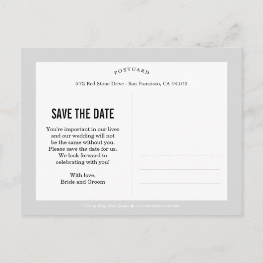 Fijn onthuld Save the Date Briefkaart (Achterkant)