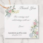 Fijn opgebloeide bruiloft bedankjes labels (Voorkant)
