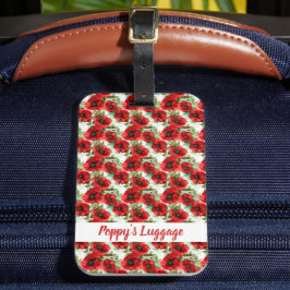 Fijn papaverpatroon bagagelabel