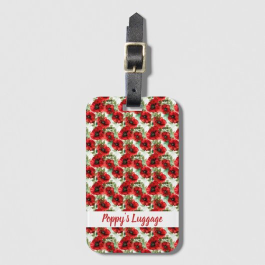 Fijn papaverpatroon bagagelabel (Voorkant (verticaal))