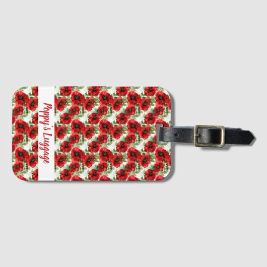 Fijn papaverpatroon bagagelabel (Voorkant (horizontaal))