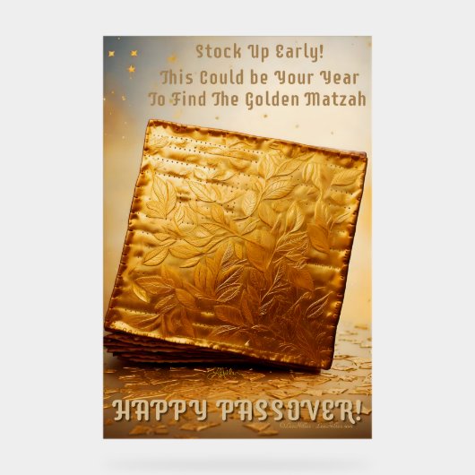 Fijn Pascha! Golden Matzah Acryl Bord (Voorkant)