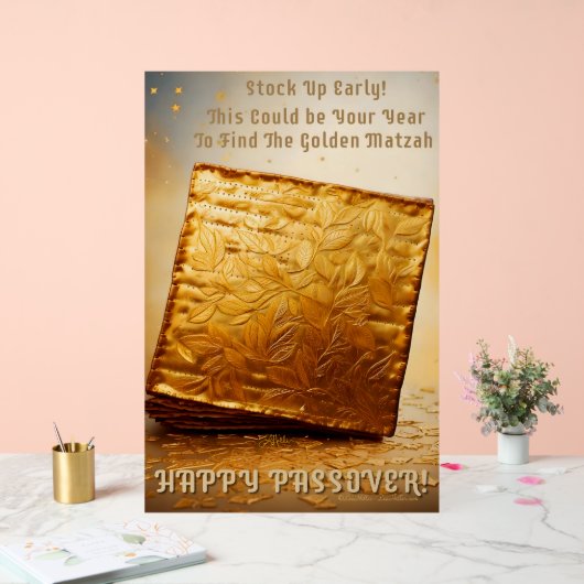 Fijn Pascha! Golden Matzah Acryl Bord (Huwelijk)