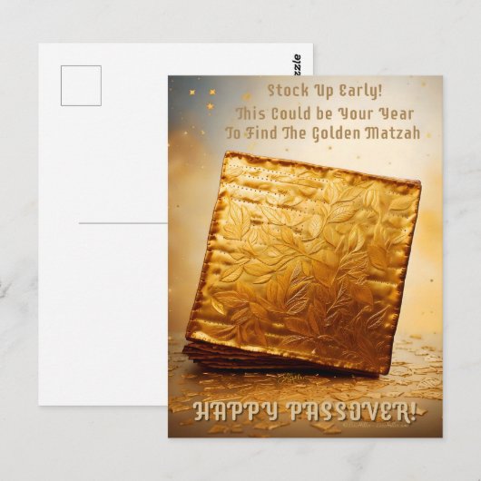 Fijn Pascha! Golden Matzah Briefkaart (Voorkant / Achterkant)